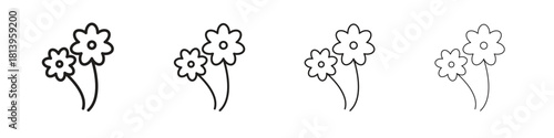 two flowers icon line icon. linear style vector symbols collection on white background