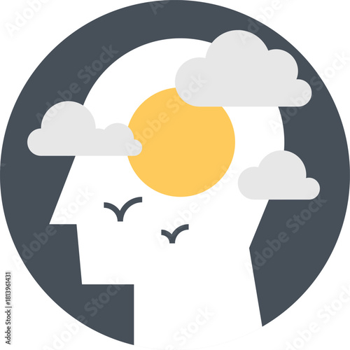 clear your mind flat web icon concept