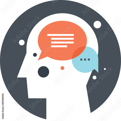 inner dialogue flat web icon concept