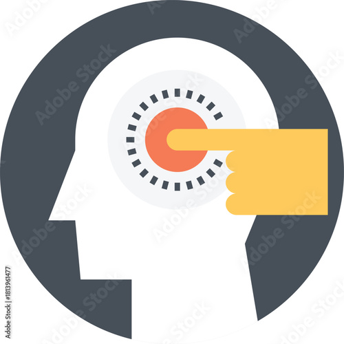 mind manipulation flat web icon concept