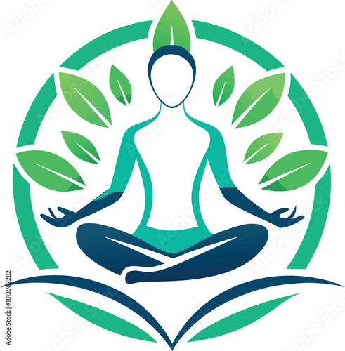 Clean meditation and yoga wellness logo design