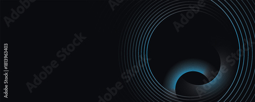 Blue abstract background with circular lines, technology futuristic template. Vector illustration