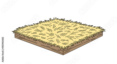 Raised garden bed filled with straw for organic farming  