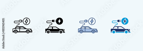 electric car multiple style icon collection