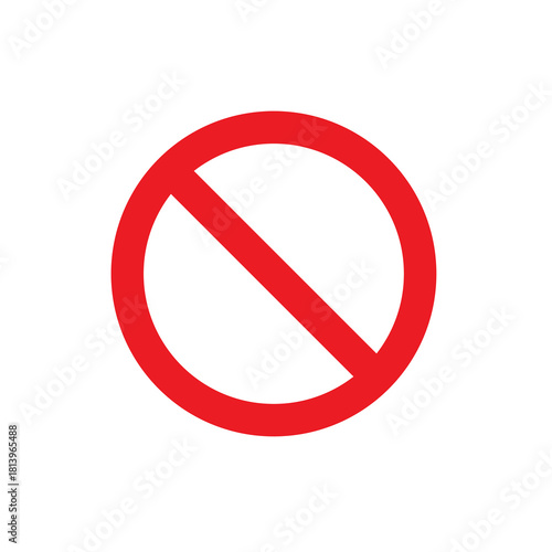 Free Download No sign, ban icon, stop symbol, circle with oblique line isolated mark. General prohibition sign. Red circle with a red diagonal line through it. Raster icon. - GFXLoad