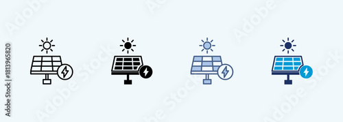 solar panels multiple style icon collection
