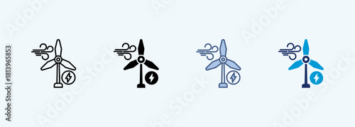 wind power multiple style icon collection