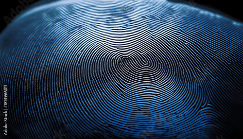 Ultra-close fingerprint showing sharp ridge lines and whorl patterns on a bright white background, ideal for forensic applications.