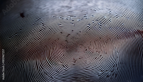 Ultra-close fingerprint showing sharp ridge lines and whorl patterns on a bright white background, ideal for forensic applications.