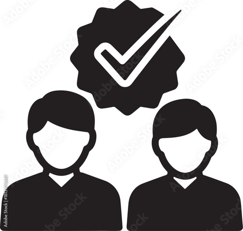 Two people icons with a checkmark badge above approval