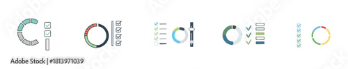 Business Metric Visualization and Performance Tracking Flat Vector Icon Set