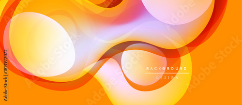 Abstract fluid shapes, vibrant orange hues, soft gradients. Modern design element, dynamic composition, smooth curves, light effects.