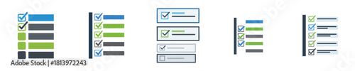 Task Management Checklist and To Do List Flat Vector Icon Set