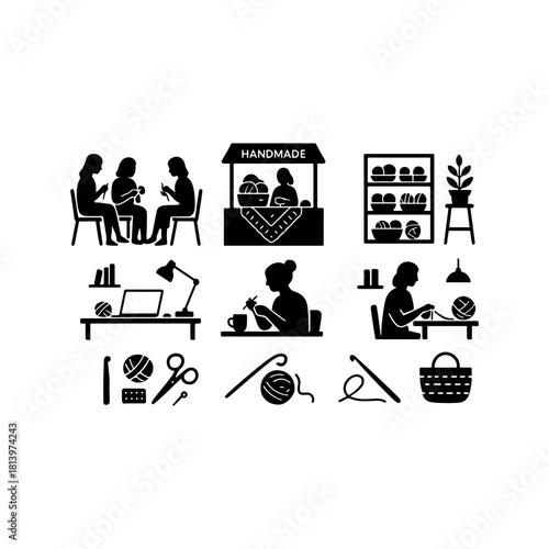 Silhouette collection of crafting and hobby activities