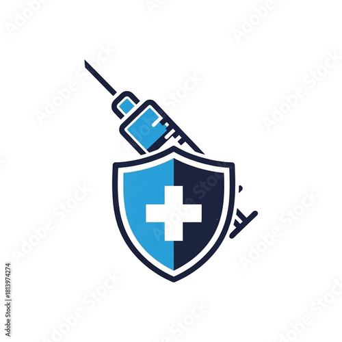 Vaccination shield vector icon protection from virus and disease medical concept