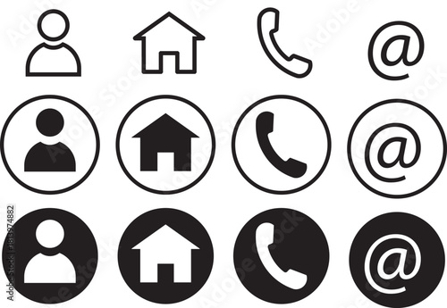 Business card icon set. Contact icon set. Thin line Contact icons set. Contact symbols - Phone, mail, fax, info, e-mail, support. vector for business card and website