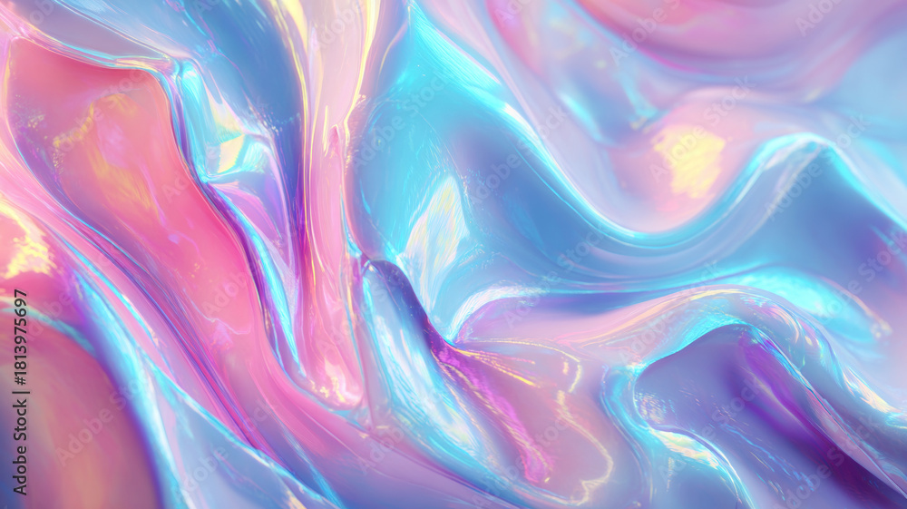 Obraz premium Pastel Abstract Fluid Art With Pink Purple Blue Waves Creating Dreamy Marble Effect Modern Digital Background Design