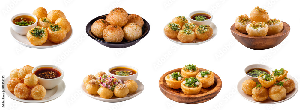 Fototapeta premium Indian pani puri dish isolated.