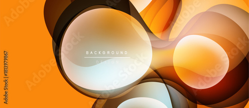 Abstract orange background. Overlapping circles create dynamic visual effect. Modern design elements present smooth gradients.