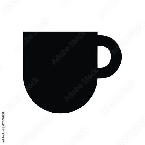 A simple black silhouette of a coffee cup isolated on, perfect for minimalist designs, cafe menus, or illustrating beveragerelated content with a clean and modern aesthetic