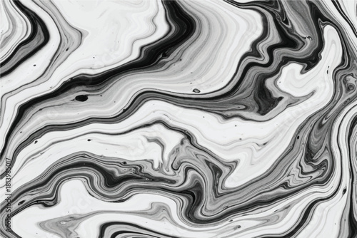 Abstract monochrome swirling marble texture with organic fluid patterns creating a dynamic and sophisticated visual effect