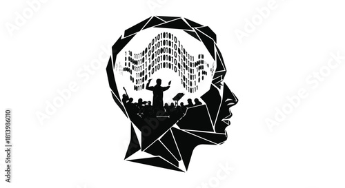 Creative mind filled with musical inspiration and orchestral performance