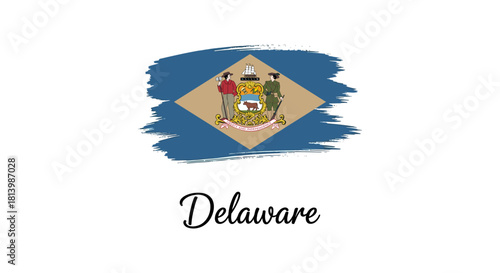 Delaware State Flag Brush Stroke Vector Illustration on White Background