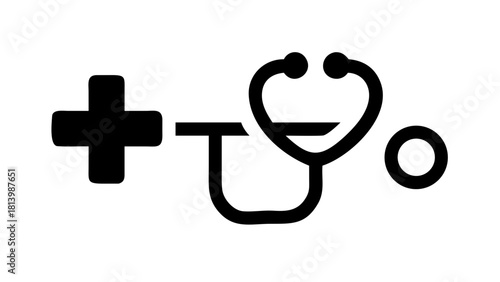 Minimal Stethoscope and Heart Medical Icon