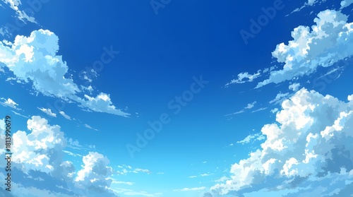 anime style blue sky with clouds