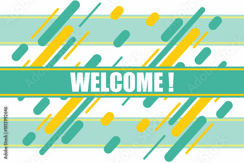 Vector banner. Megaphone with welcome speech bubble. Loudspeaker. Banner for business, marketing. Banner design vector illustration.