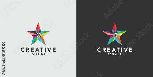 Digital colorful abstract icons, elements and symbols with initial K logo, template