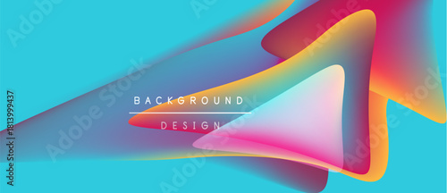 Abstract fluid shapes, vibrant colors blend. Background design features smooth gradients, dynamic composition. Modern aesthetic, visually appealing.