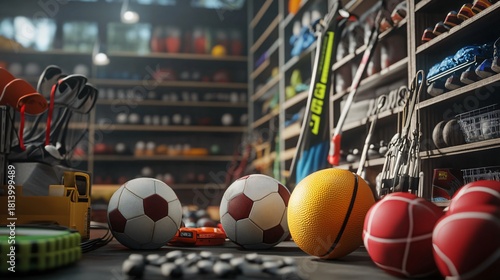 High-Quality Sports Equipment Display Photo