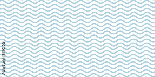 Seamless Wave Pattern, Hand drawn water sea vector background. Wavy beach print, curly grunge paint lines,