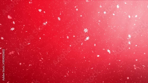 chrismas snow and snowflakes falling animation on red background, perfect for winter snowfall holiday, happy new year and seasonal festive