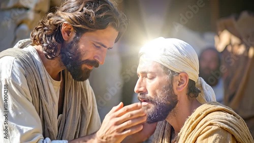 Jesus Healing the Blind A Moment of Miraculous Touch and Spiritual Awakening