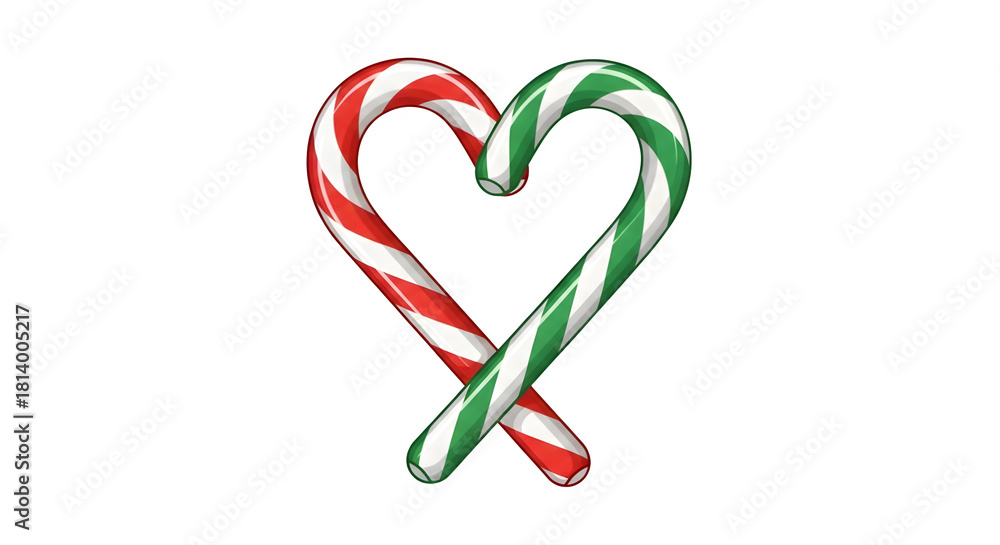 Obraz premium Two candy canes forming a heart shape on a black background