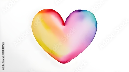 Vibrant Rainbow-Colored Watercolor Heart Illustration