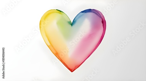 Vibrant Rainbow-Colored Watercolor Heart Illustration