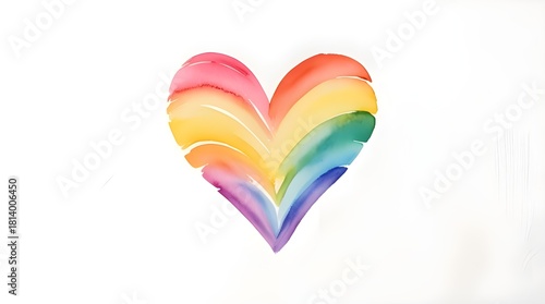 Vibrant Rainbow-Colored Watercolor Heart Illustration
