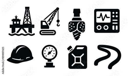 Icons of offshore drilling equipment and safety gear