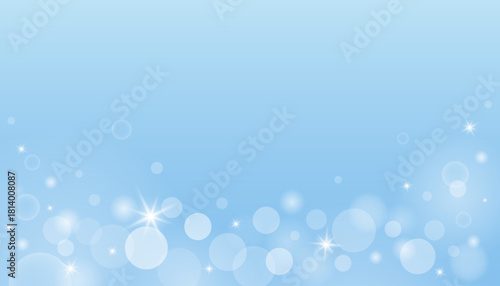Beautiful blue winter bokeh background design with blurred lights, holiday sparkles and copy space. Place for text. Merry Christmas and Happy New Year. Vector illustration