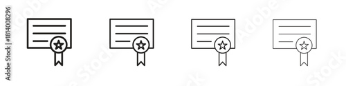 Diploma icon set. editable stroke eps 10 vector illustration.