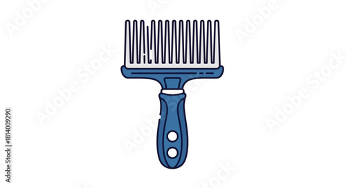 Stylized illustration of a blue afro pick comb for textured hair, isolated on a white background.