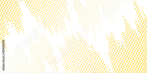 Yellow halftone corner gradient texture. Fading cartoon polka dot background. Dotted tilted gradation pattern. Vector slant frame halfton patern effect wallpaper.Eps 10