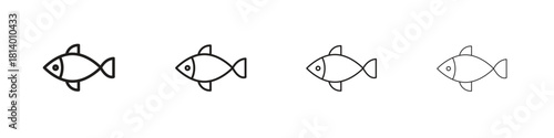 Fish icon set. editable stroke eps 10 vector illustration.