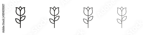 Flower tulip icon set. editable stroke eps 10 vector illustration.