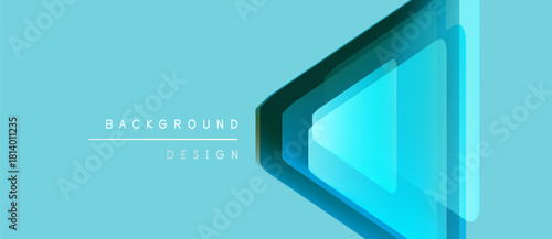 Abstract geometric design. Overlapping layers create depth, vibrant blue hues dominate composition. Minimalist style, modern aesthetic.