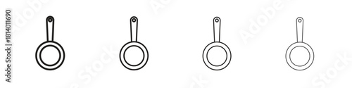 Frying pan icon set. editable stroke eps 10 vector illustration.