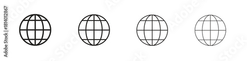 Globe icon set. editable stroke eps 10 vector illustration.